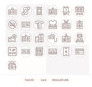 Regular Line Editable Vector Icons from Card Set with 25 High Resolution Icon Stock Illustration