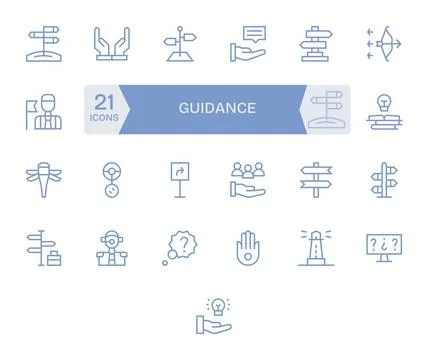 Regular Line Editable Vector Icons from Guidance Set with 25 64x64 Icons Stock Illustration