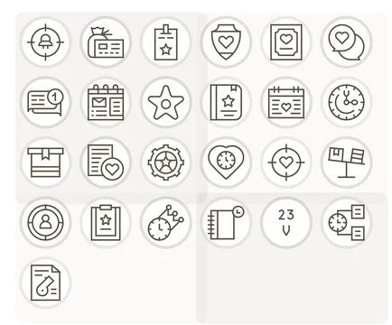 Regular Line Grid Fitted Vector Icons from Priority Set with 25 256x256 Icons 스톡 일러스트
