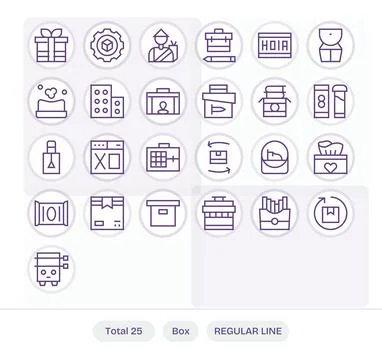 Regular Line Pixel Optimized Vector Icons from Box Set with 25 256x256 Icons 스톡 일러스트