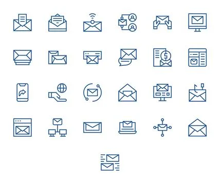 Regular Line PIXEL Perfect Vector Icons from Send Set with 25 256x256 Icons イラスト素材