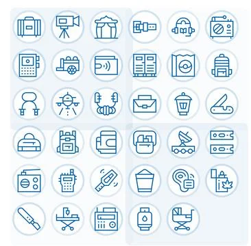 Regular Line Style Portable Vector Icons with 35 256x256 Pixel Aligned Design Stockillustratie