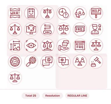 Regular Line Style Resolution Vector Icons with 25 64x64 Pixel Aligned Design Stockillustratie