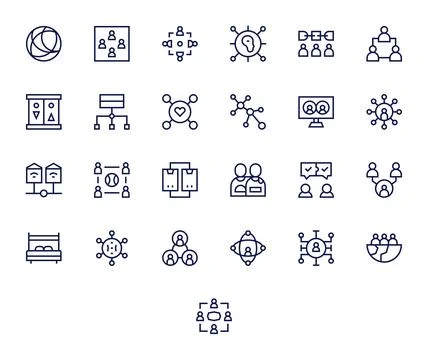 Regular Line Style Shared Vector Icons with 25 Retina Ready Editable Designs 스톡 일러스트
