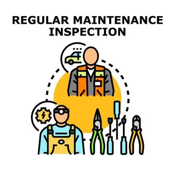 Regular maintenance inspection service work concept Stock Illustration