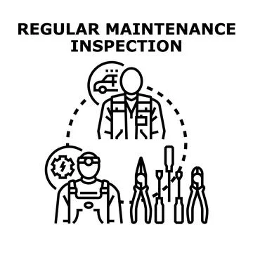 Regular maintenance inspection service work concept Stock Illustration