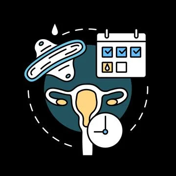 Regular menstrual cycle concept icon for dark theme Stock Illustration