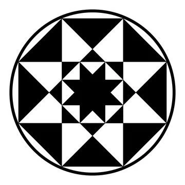 Regular octagram symbols, two star polygons in a circle frame Illustrazione stock