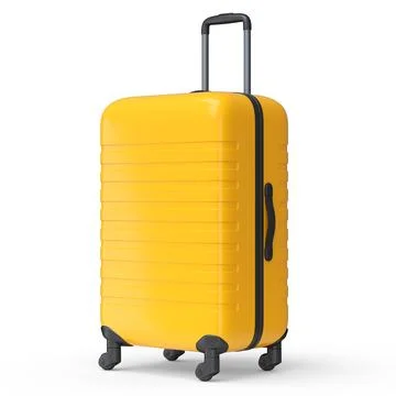 Regular orange polycarbonate suitcase isolated on white background. Stock Illustration