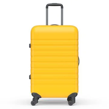 Regular orange polycarbonate suitcase isolated on white background. Stock Illustration