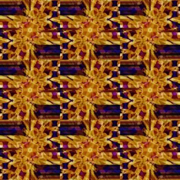 Regular ornamental pattern yellow orange ocher purple Stock Illustration