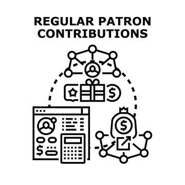 Regular patron contributions management and support program Stock Illustration