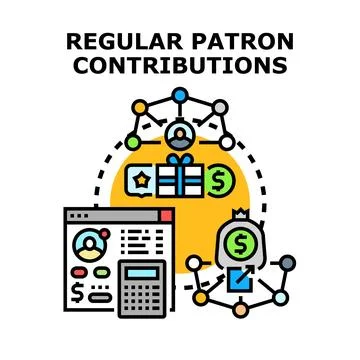 Regular patron contributions management and support program Stock Illustration
