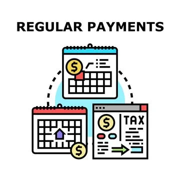 Regular payments concept with calendars and tax documents Ilustração Stock