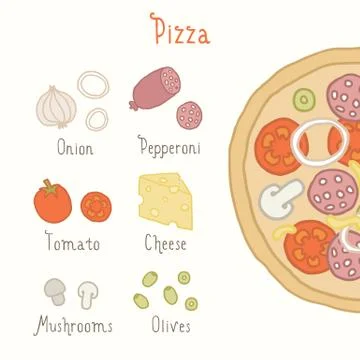 Regular pizza ingredients. Stock Illustration