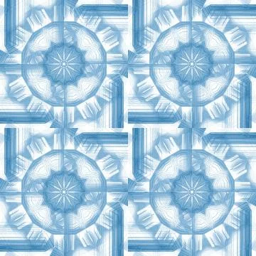 Regular round ornaments white blue Stock Illustration