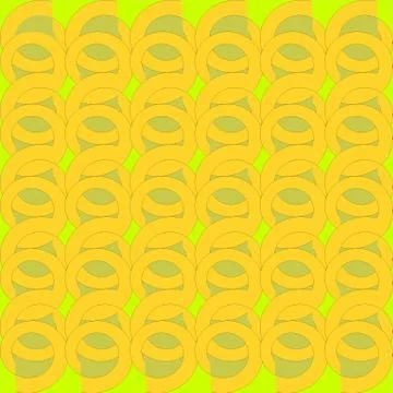Regular rund pattern yellow and green spirals on lemon lime green overlaying Stock Illustration