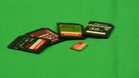 Regular SD Memory Cards storage shot in Chroma Key Stock Footage 144379607