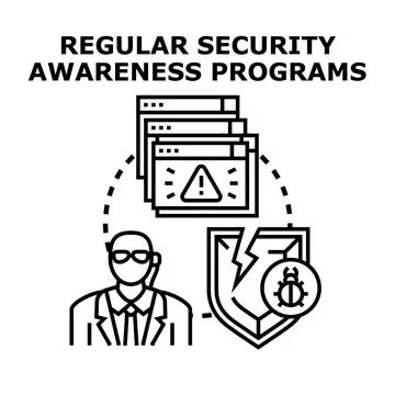 Regular security awareness programs against cyber threats Stock Illustration