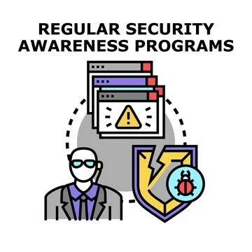 Regular security awareness programs against cyber threats Illustrazione stock