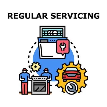 Regular servicing maintaining appliances and vehicle repair Stock Illustration