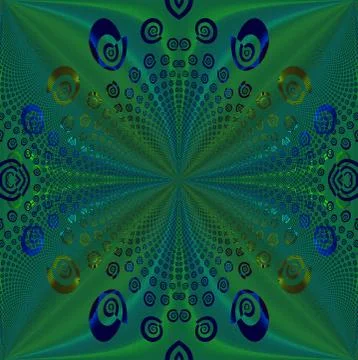 Regular spiral pattern green turquoise dark blue centered Stock Illustration