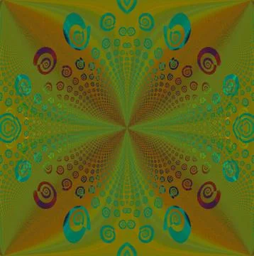 Regular spiral pattern orange turquoise purple centered Stock Illustration