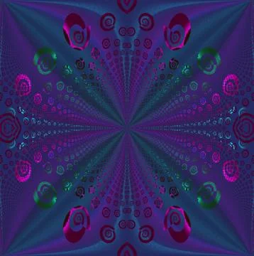 Regular spiral pattern purple green magenta blue centered Stock Illustration