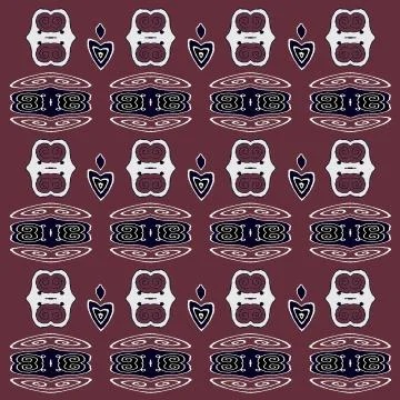 Regular spirals pattern brick red black white Stock Illustration