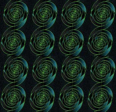 Regular spirals pattern turquoise green black vertically Stock Illustration