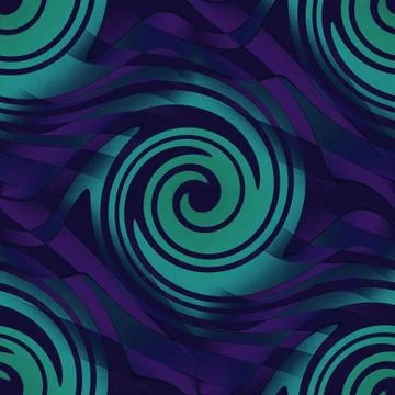 Regular spirals pattern turquoise green purple black Stock Illustration