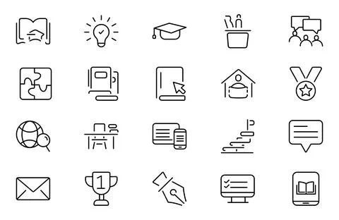 Regular Study line icon set. Student vector line icon set. Featuring gradua.. Stock Illustration