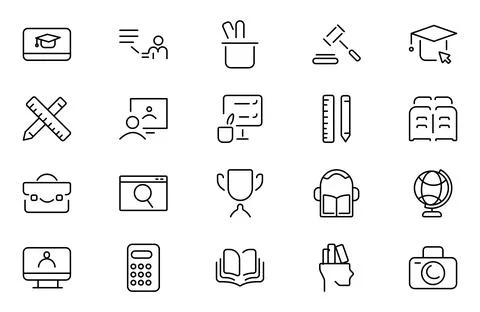 Regular Study line icon set. Student vector line icon set. Featuring gradua.. Stock Illustration