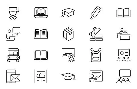 Regular Study line icon set. Student vector line icon set. Featuring gradua.. Stock Illustration