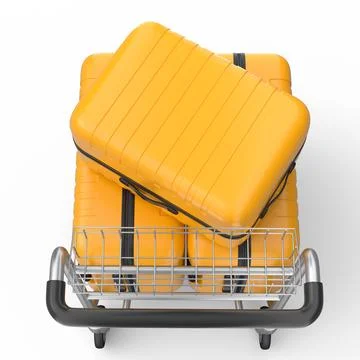 Regular suitcase on hotel trolley cart for carrying baggage on white backgrou Stock Illustration