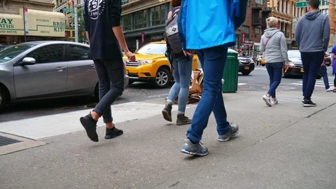 Regular traffic and crowd on Broadway, New York. Stock Footage 84851589