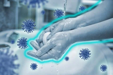 Regular washing hands will prevent the spread of corona viruses, hygiene and  Stock Photos