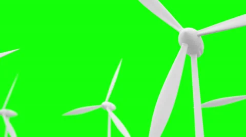 Regular wind turbines rotating. green screen background Stock Footage 39308223