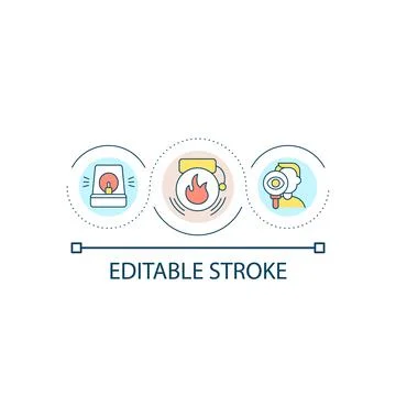 Regularly test smoke detector loop concept icon Stock Illustration