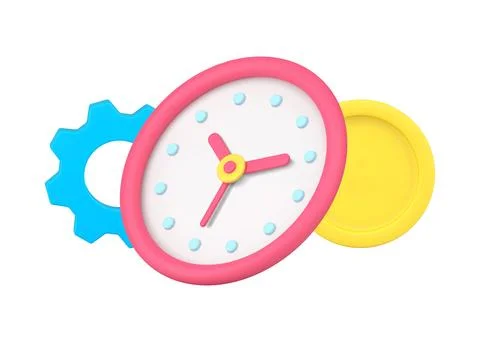 Regulate deadline for payment with gear wall clock and golden coin money 3d i Illustrazione stock