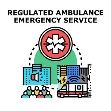 Regulated ambulance emergency service system icon illustrating Stock Illustration