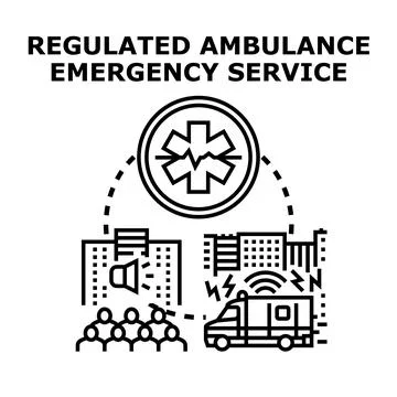 Regulated ambulance emergency service system icon illustrating Stock Illustration