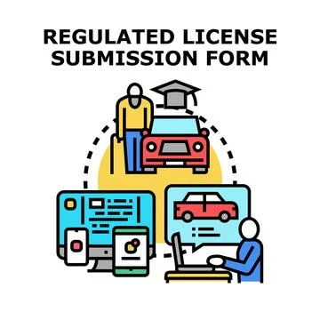 Regulated license submission form process concept Stock Illustration