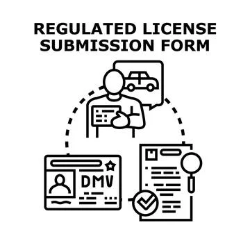 Regulated license submission form process concept Illustrazione stock