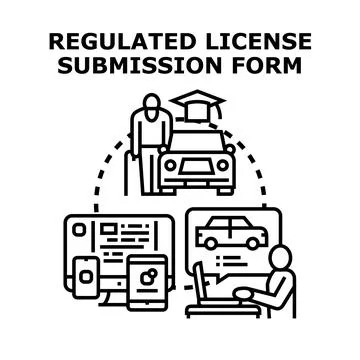 Regulated license submission form process concept Illustrazione stock