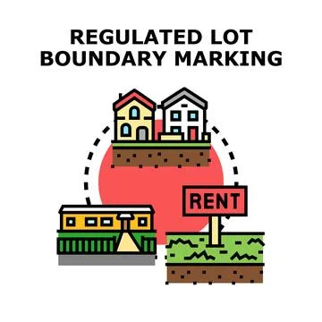 Regulated lot boundary marking concept for real estate Stock-Illustration