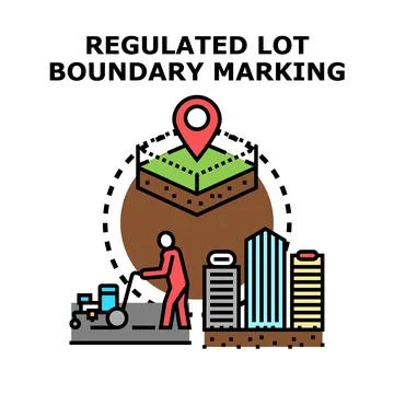 Regulated lot boundary marking process for urban planning Stock Illustration