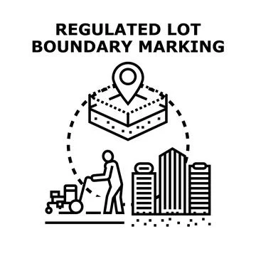 Regulated lot boundary marking process for urban planning Stock Illustration