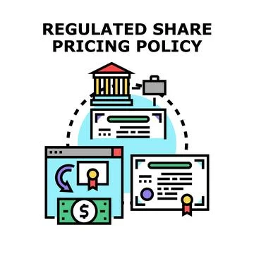 Regulated share pricing policy controlling financial markets Stock Illustration
