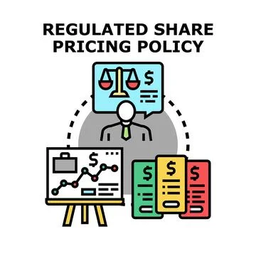 Regulated share pricing policy financial market investment controlling Stock Illustration